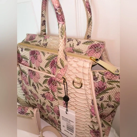 🌹 🐍 NWT Brahmin Priscilla Ivory Labyrinth Satchel and Wallet Set 🐍🌹 - Picture 5 of 9